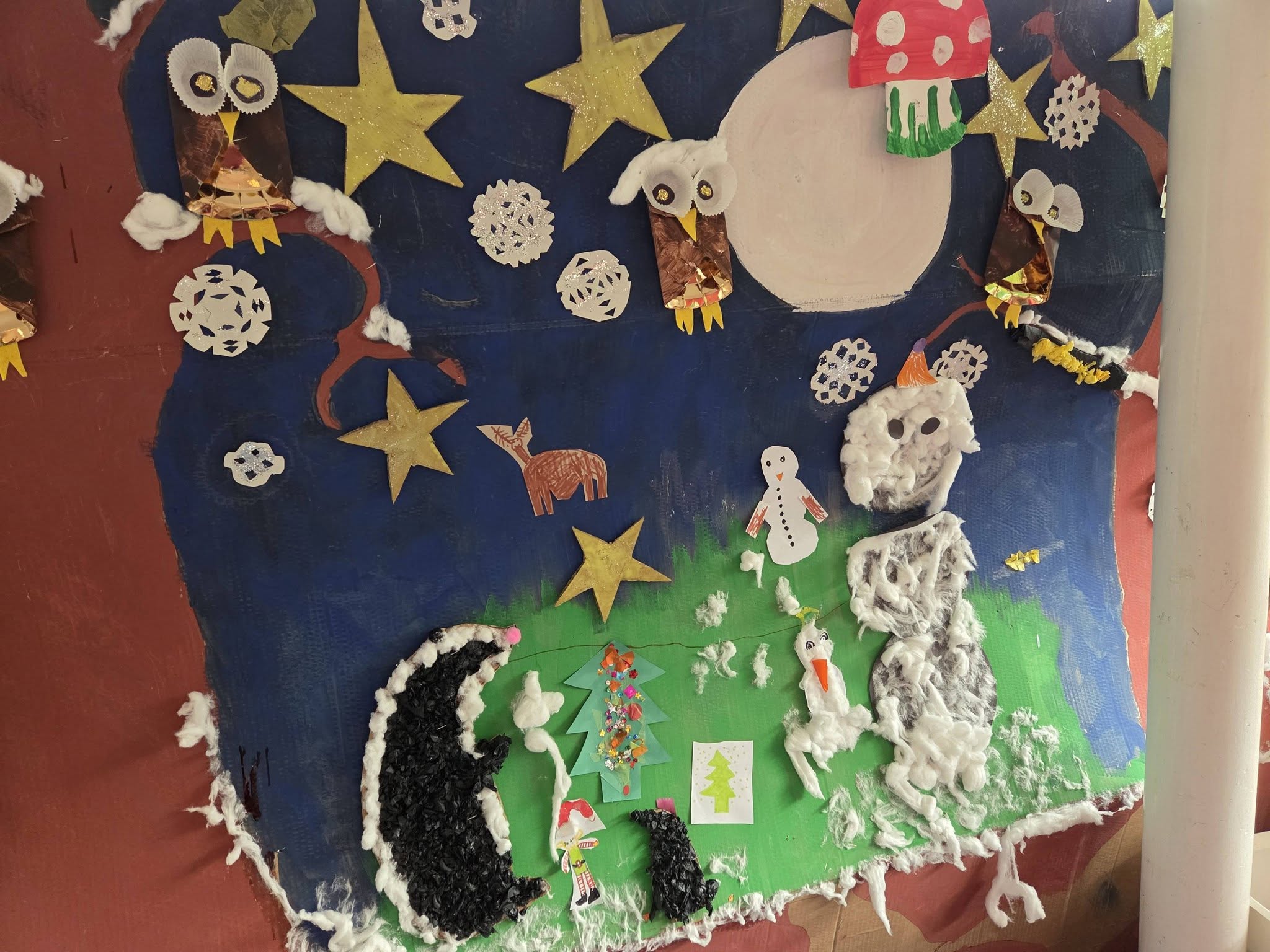 Children's woodland artwork at Greenbank Preschool