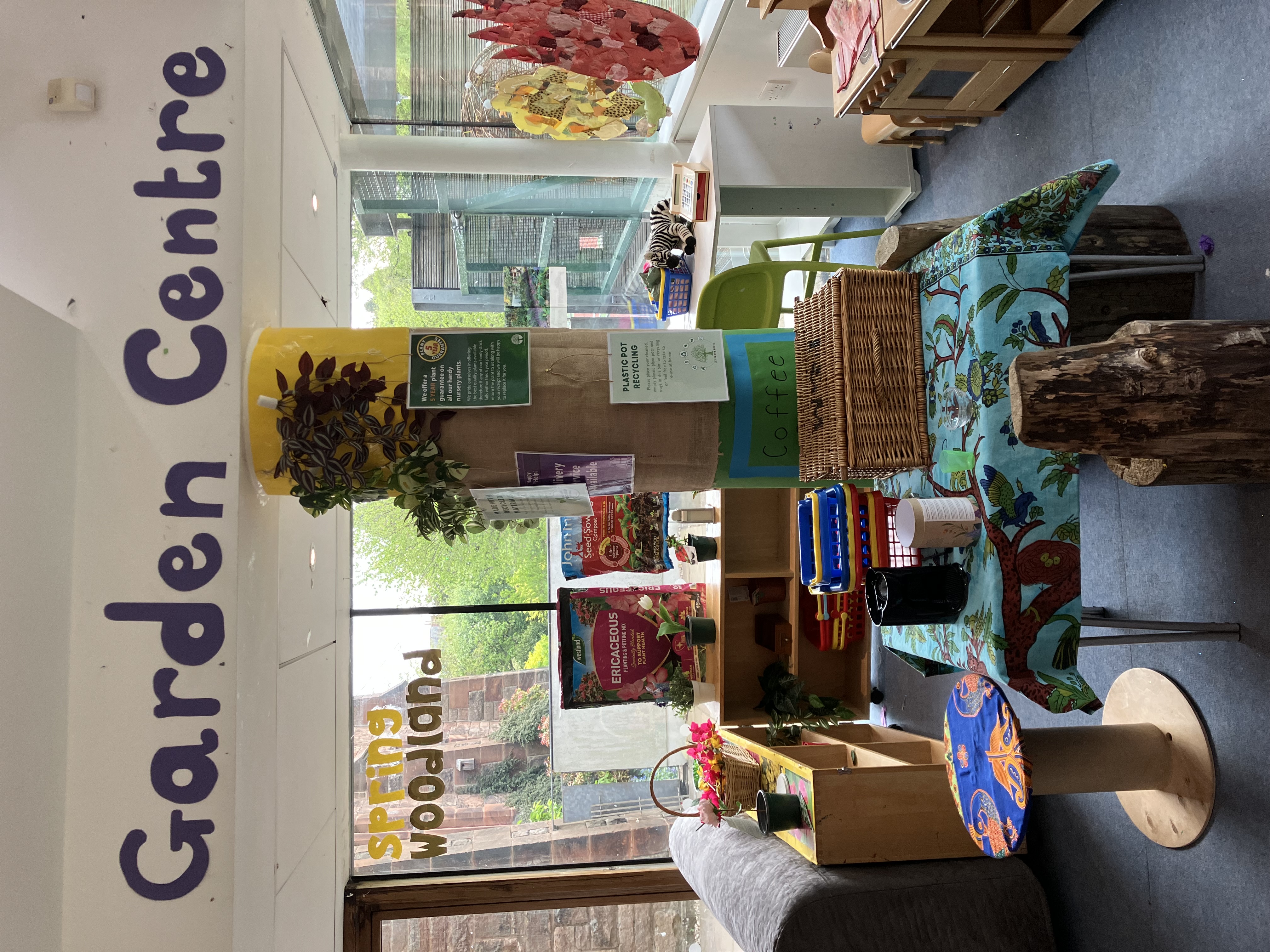 Garden Centre themed play display at Greenbank Preschool